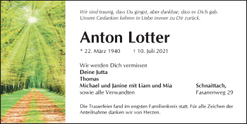 Traueranzeige von Anton Lotter von Pegnitz-Zeitung