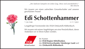 Traueranzeige von Eduard  Schottenhammer von Pegnitz-Zeitung