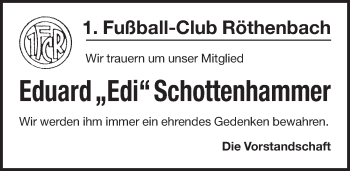 Traueranzeige von Eduard  Schottenhammer von Pegnitz-Zeitung