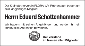 Traueranzeige von Eduard  Schottenhammer von Pegnitz-Zeitung