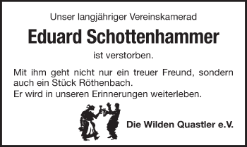 Traueranzeige von Eduard  Schottenhammer von Pegnitz-Zeitung