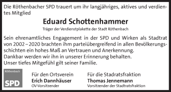 Traueranzeige von Eduard  Schottenhammer von Pegnitz-Zeitung