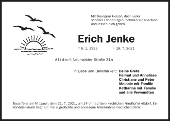 Traueranzeige von Erich Jenke von Der Bote