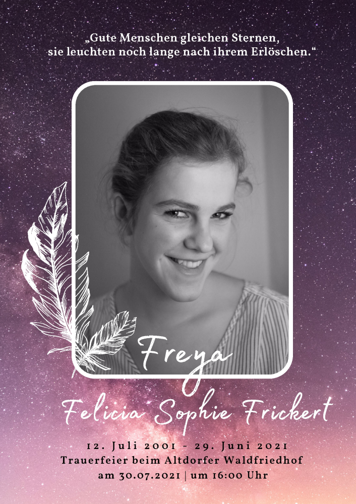  Traueranzeige für Freya Felicia Sophie Frickert vom 24.07.2021 aus Der Bote