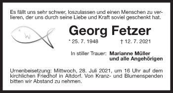 Traueranzeige von Georg Fetzer von Der Bote