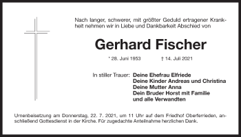 Traueranzeige von Gerhard Fischer von Der Bote