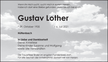 Traueranzeige von Gustav Lother von Pegnitz-Zeitung