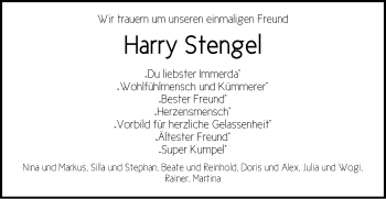 Traueranzeige von Harry Stengel von Pegnitz-Zeitung