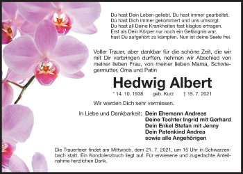 Traueranzeige von Hedwig Albert von Der Bote