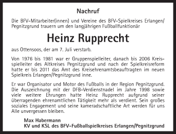 Traueranzeige von Heinz Rupprecht von Pegnitz-Zeitung