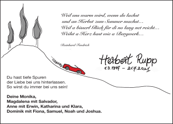 Traueranzeige von Herbert Rupp von Der Bote