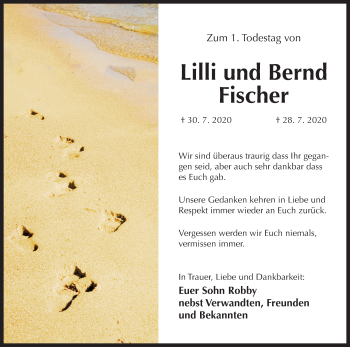 Traueranzeige von Lilli und Bernd Fischer von Der Bote