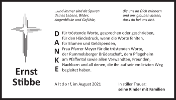 Traueranzeige von Ernst Stibbe von Der Bote