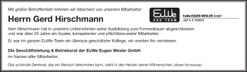 Traueranzeige von Gerd Hirschmann von Pegnitz-Zeitung