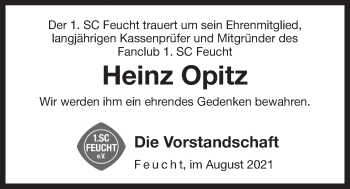 Traueranzeige von Heinz Opitz von Der Bote