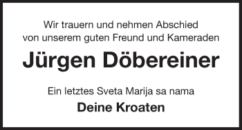 Traueranzeige von Jürgen Döbereiner von Der Bote