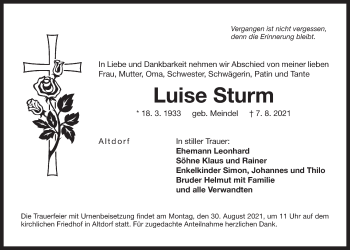 Traueranzeige von Luise Sturm von Der Bote