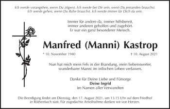 Traueranzeige von Manfred Kastrop von Pegnitz-Zeitung