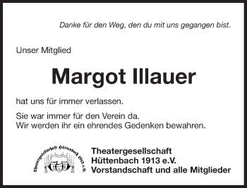 Traueranzeige von Margot Illauer von Pegnitz-Zeitung
