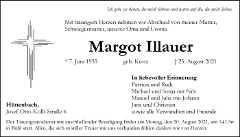 Traueranzeige von Margot Illauer von Pegnitz-Zeitung