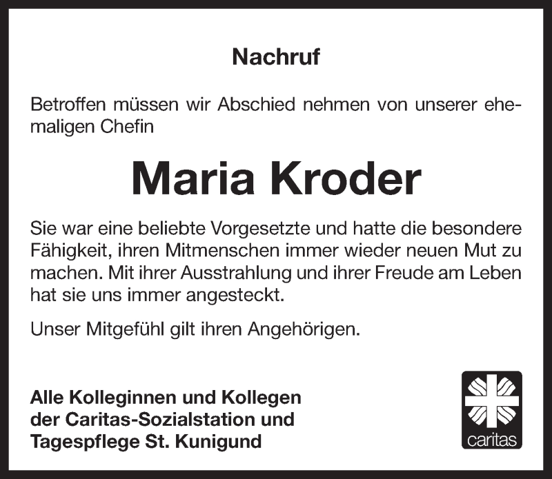  Traueranzeige für Maria Kroder vom 28.08.2021 aus Pegnitz-Zeitung