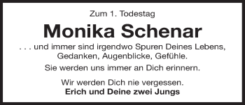 Traueranzeige von Monika Schenar von Der Bote