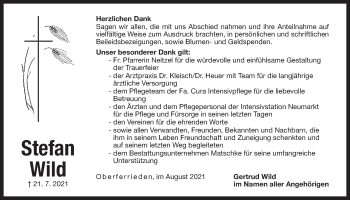 Traueranzeige von Stefan Wild von Der Bote
