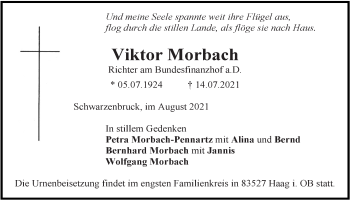 Traueranzeige von Viktor Morbach von Der Bote