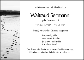 Traueranzeige von Waltrud Seltmann von Der Bote