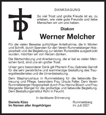 Traueranzeige von Werner Melcher von Der Bote