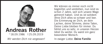 Traueranzeige von Andreas Rother von Der Bote