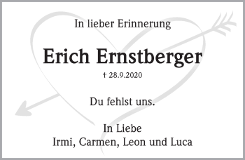 Traueranzeige von Erich Ernstberger von Pegnitz-Zeitung