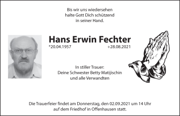 Traueranzeige von Hans Erwin Fechter von Hersbrucker Zeitung