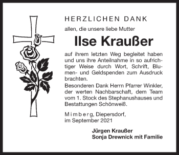 Traueranzeige von Ilse Kraußer von Der Bote