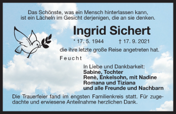 Traueranzeige von Ingrid Sichert von Der Bote