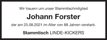 Traueranzeige von Johann Forster von Pegnitz-Zeitung