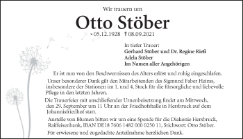 Traueranzeige von Otto Stöber von Hersbrucker Zeitung