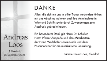Traueranzeige von Andreas Loos von Hersbrucker Zeitung