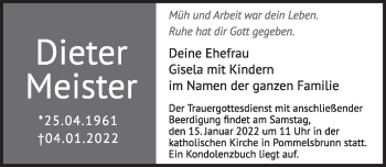 Traueranzeige von Dieter Meister von Hersbrucker Zeitung