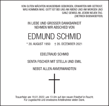 Traueranzeige von Edmund Schmid von Der Bote