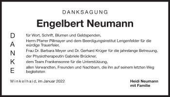 Traueranzeige von Engelbert Neumann von Der Bote