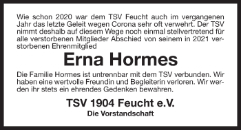Traueranzeige von Erna Hormes von Der Bote