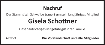 Traueranzeige von Gisela Schottner von Der Bote