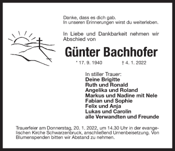 Traueranzeige von Günter Bachhofer von Der Bote