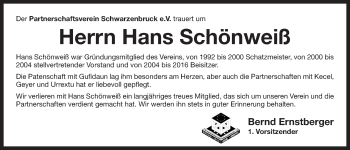 Traueranzeige von Hans Schönweiß von Der Bote