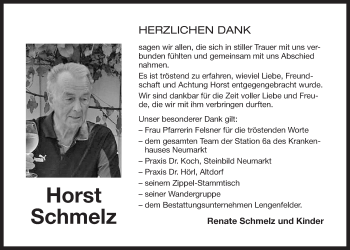 Traueranzeige von Horst Schmelz von Der Bote