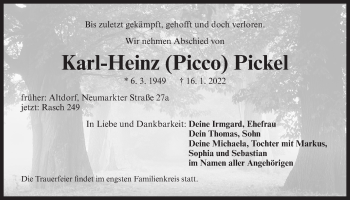 Traueranzeige von Karl-Heinz Pickel von Der Bote