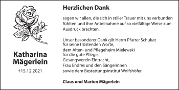 Traueranzeige von Katharina Mägerlein von Hersbrucker Zeitung