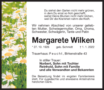 Traueranzeige von Margarete Wilken von Der Bote