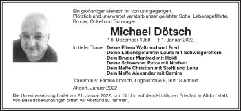Traueranzeige von Michael Dötsch von Der Bote